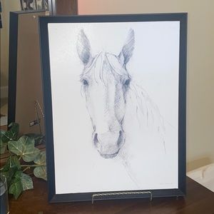 Modern white and black stencil drawing of horse